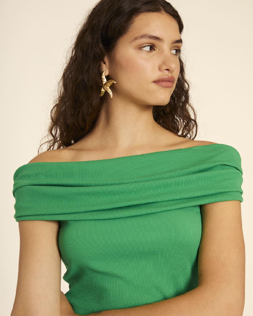 pepaloves TOP CUELLO BARDOT VERDE Libre de impuestos