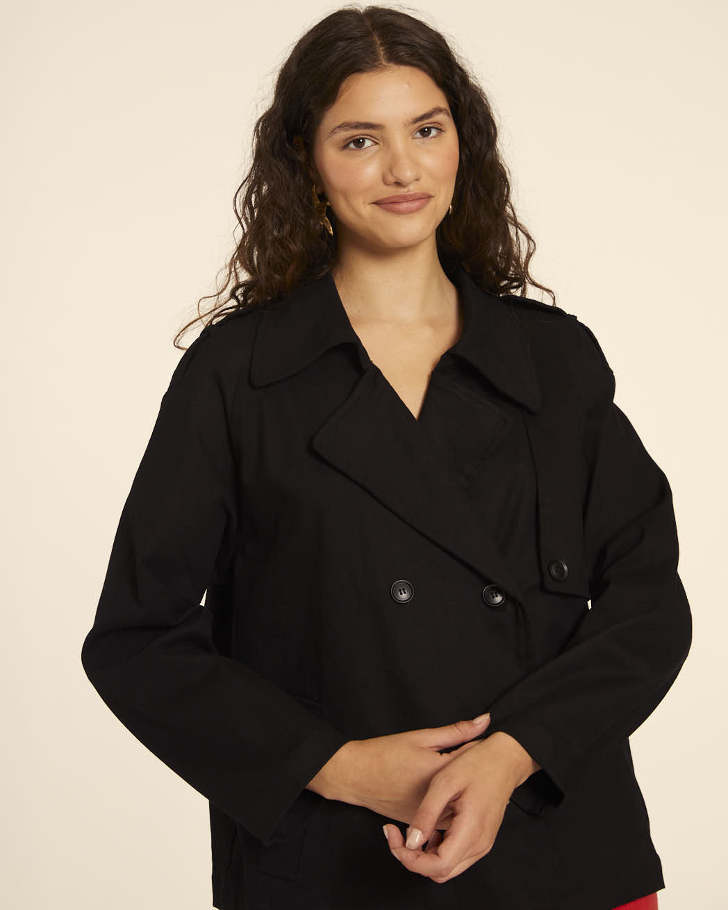 pepaloves TRENCH CORTO CANVAS NEGRO Descuentos del mes