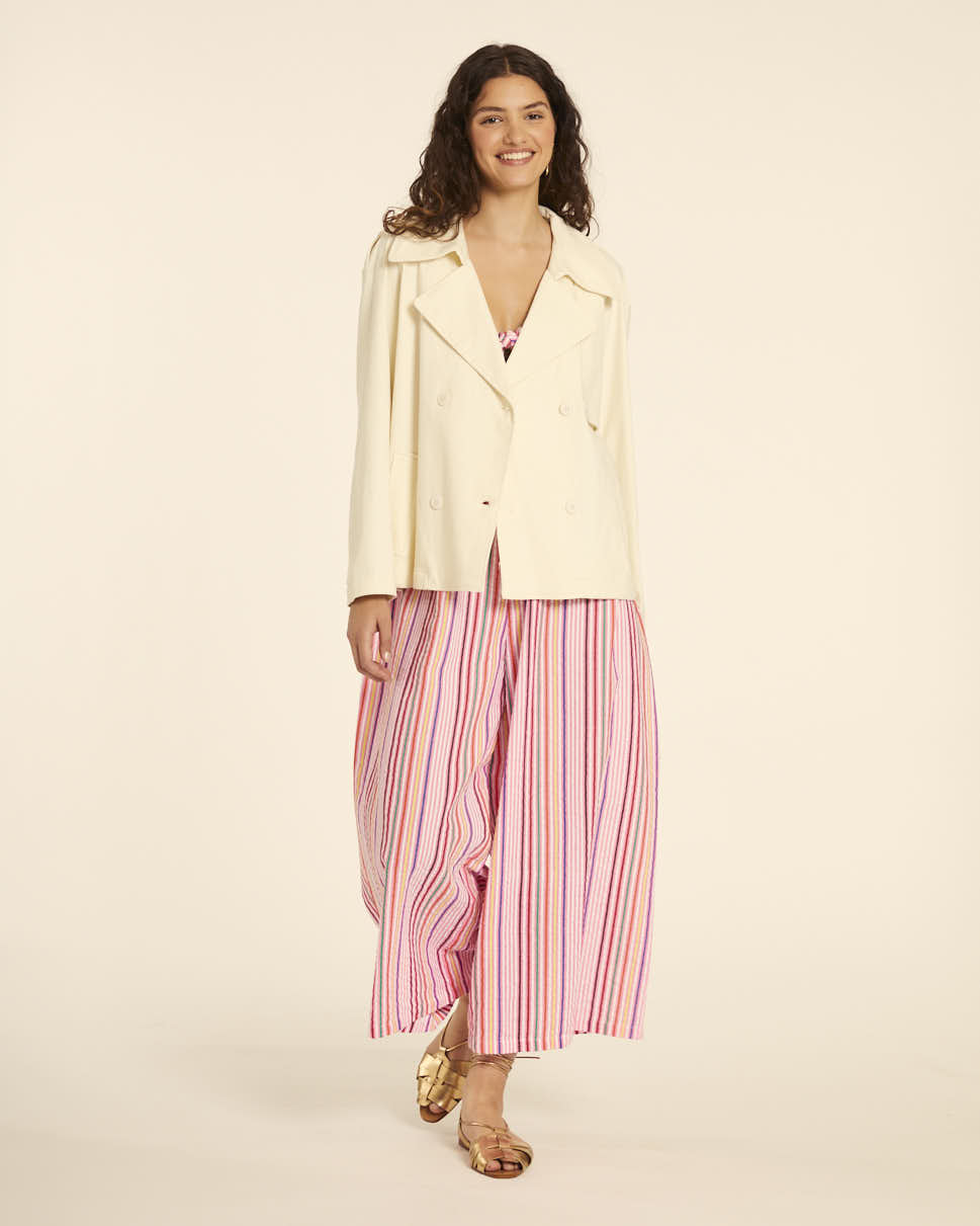 pepaloves TRENCH CORTO CANVAS CREMA Última moda