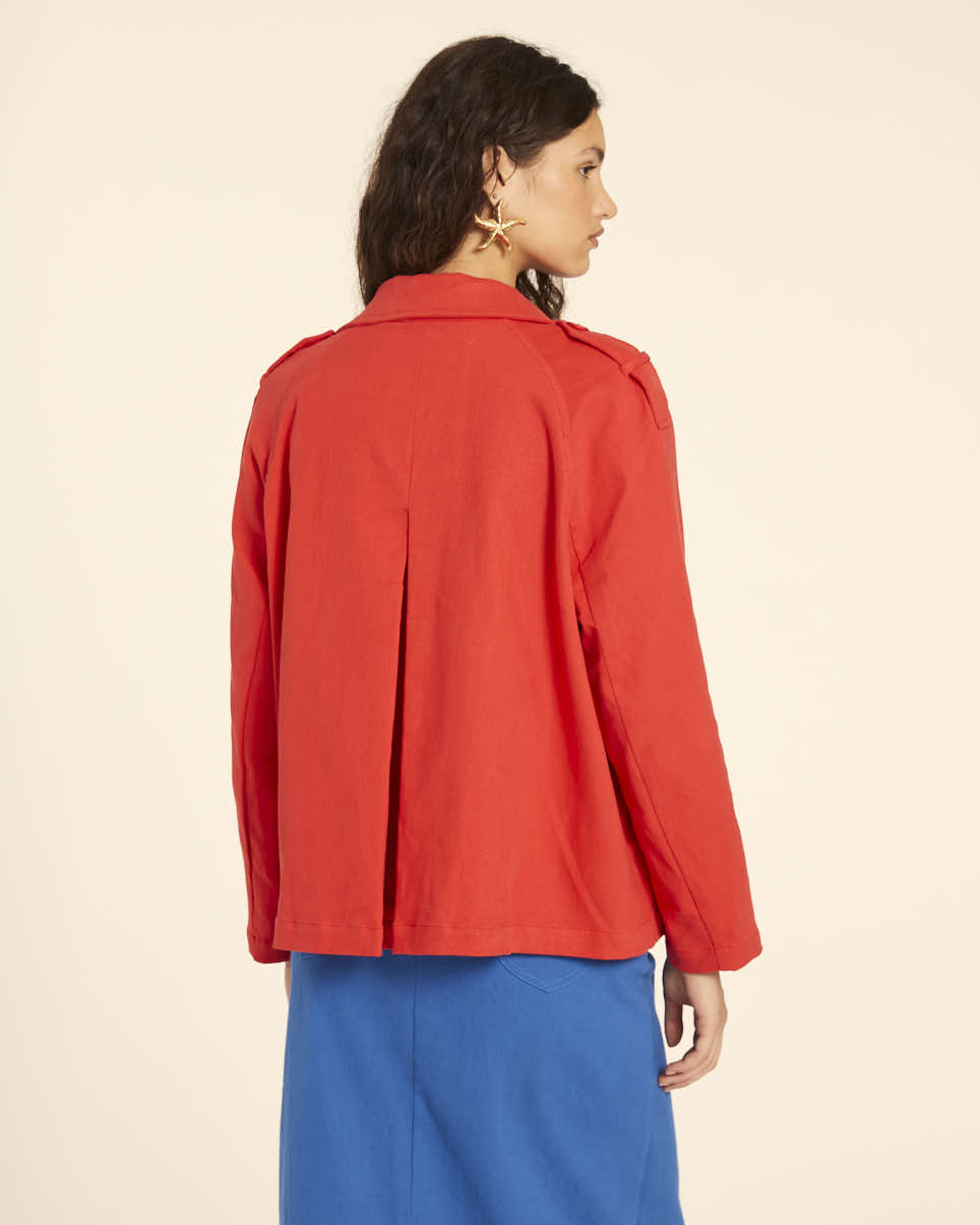 pepaloves TRENCH CORTO CANVAS ROJO Descuento por venta flash