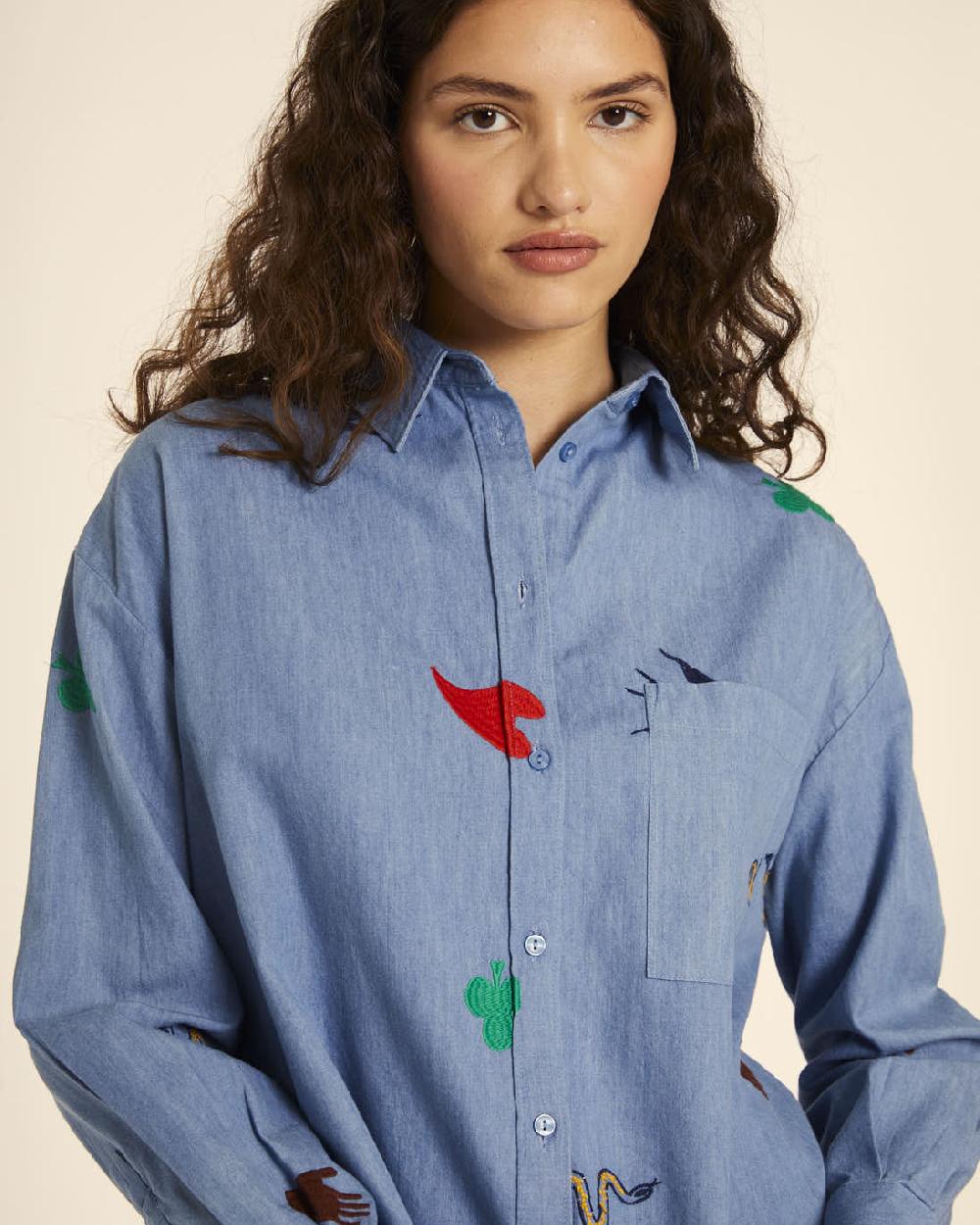 pepaloves CAMISA DENIM CON BORDADO Ofertas de temporada