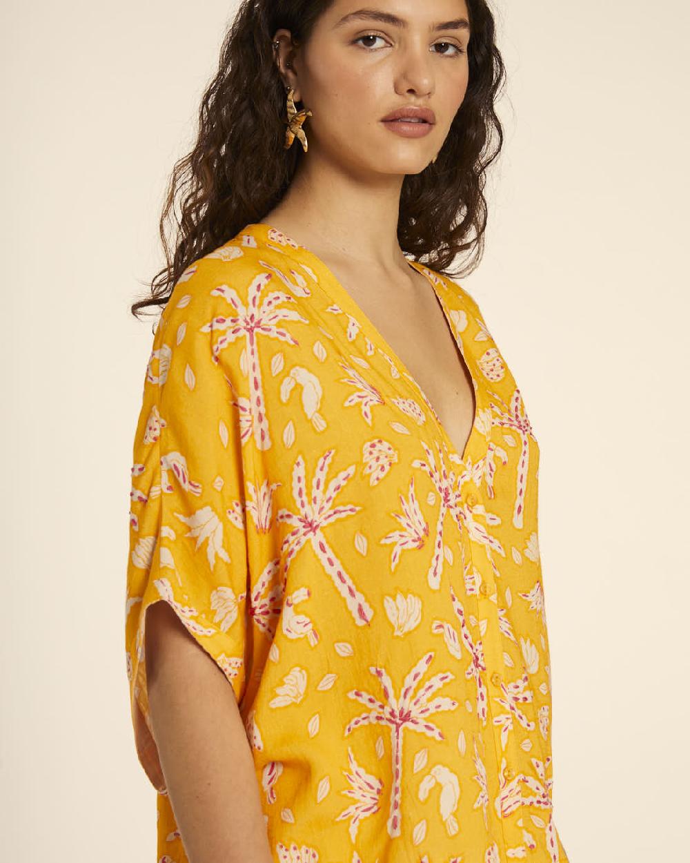 pepaloves CAMISA KIMONO CON BORDADO PALMERAS Grandes ahorros