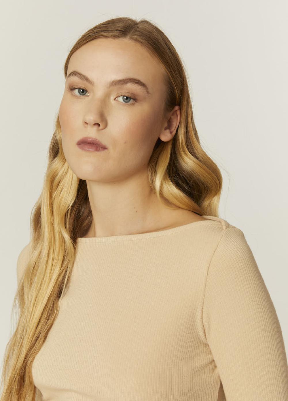 pepaloves TOP CANALE CUELLO BARCA BEIGE Último día