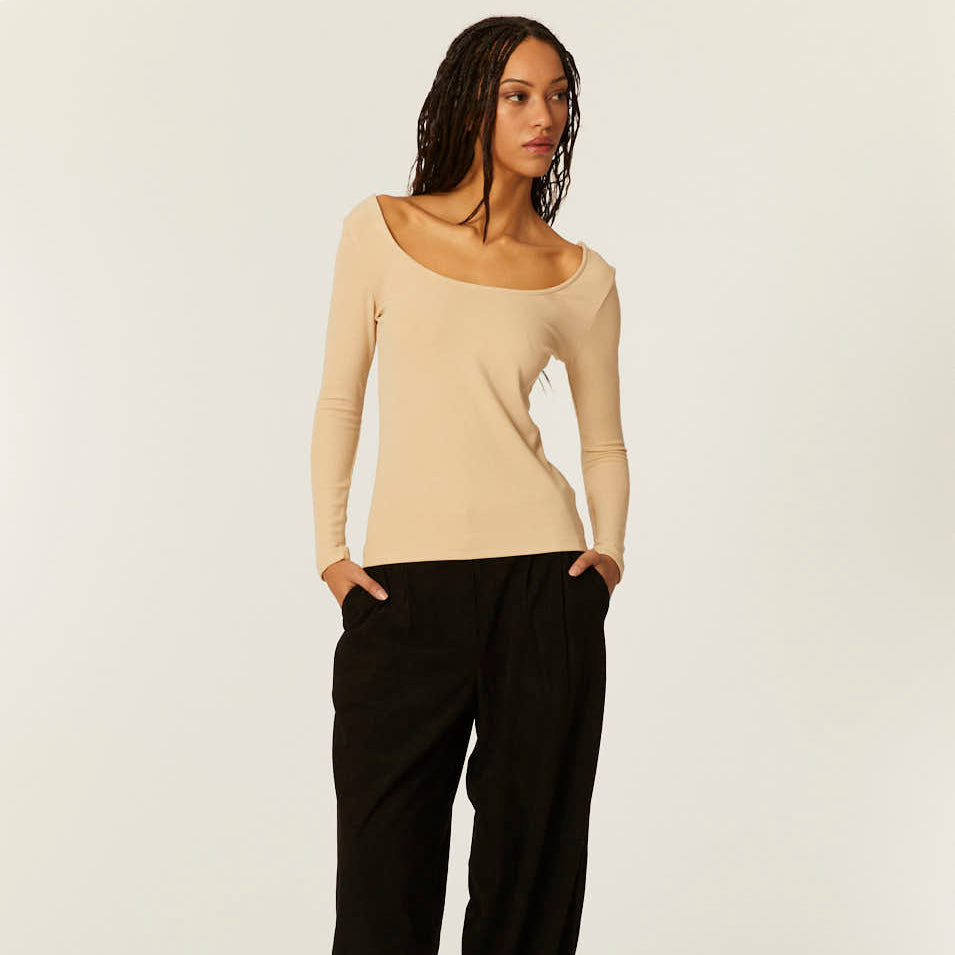 pepaloves TOP CANALE CUELLO U BEIGE Oferta especial de fábrica
