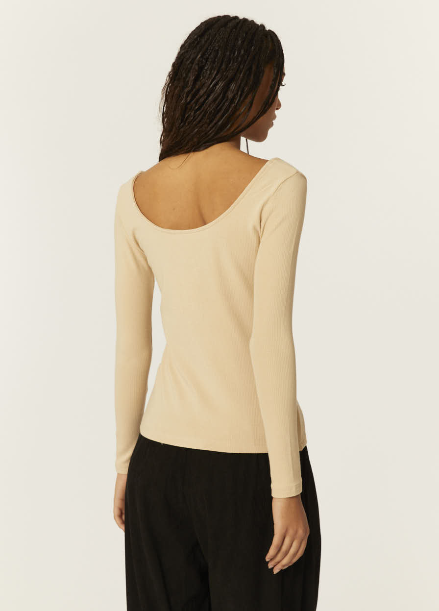 pepaloves TOP CANALE CUELLO U BEIGE Oferta especial de fábrica