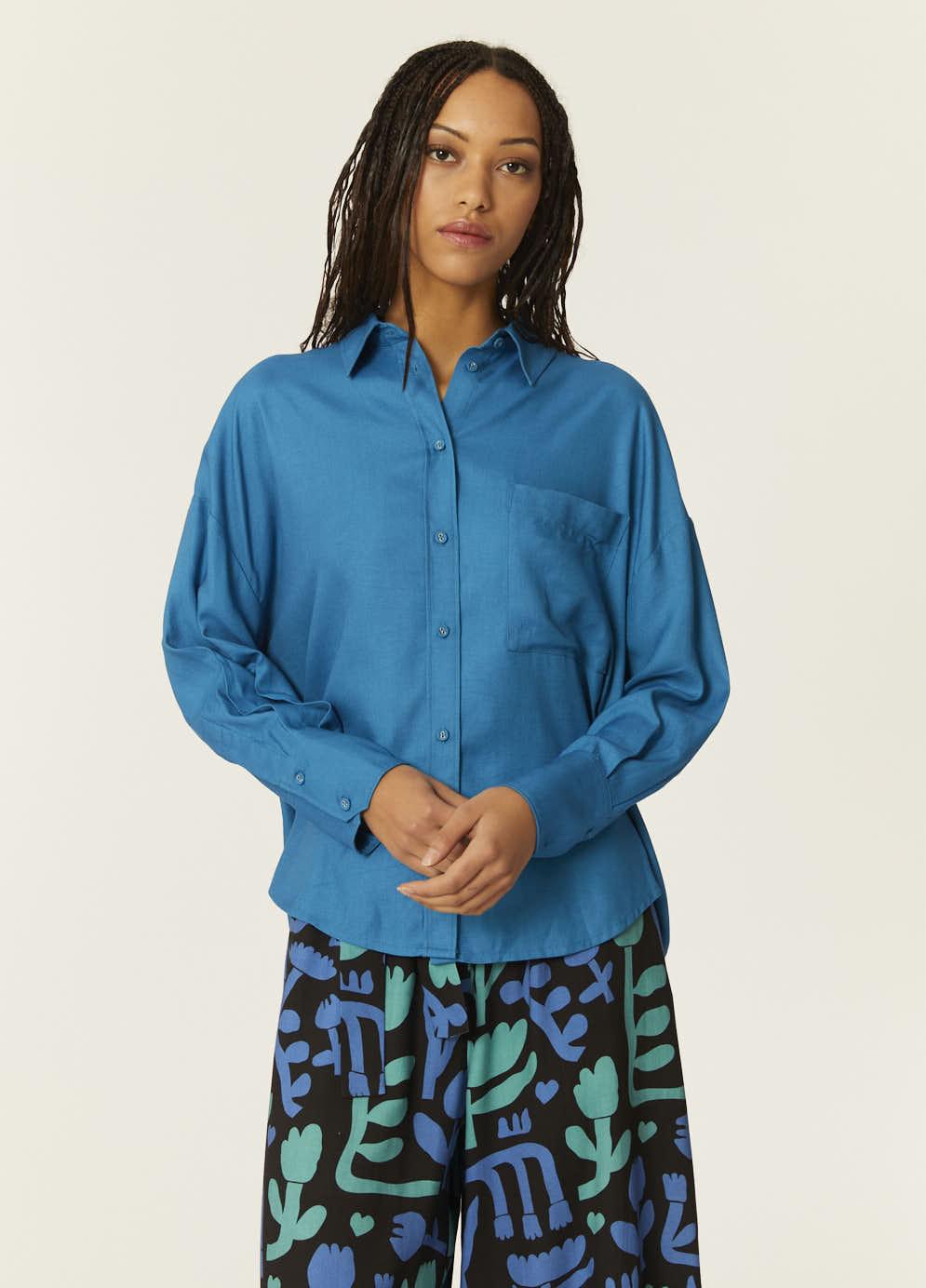pepaloves CAMISA OVERSIZE ECOVERO AZUL Venta caliente