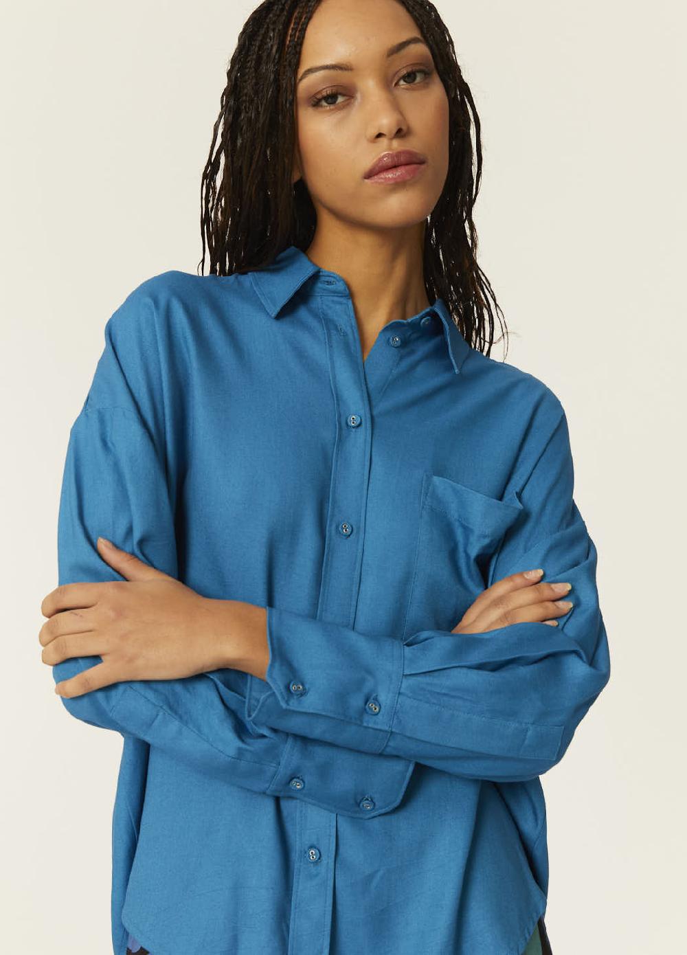 pepaloves CAMISA OVERSIZE ECOVERO AZUL Venta caliente