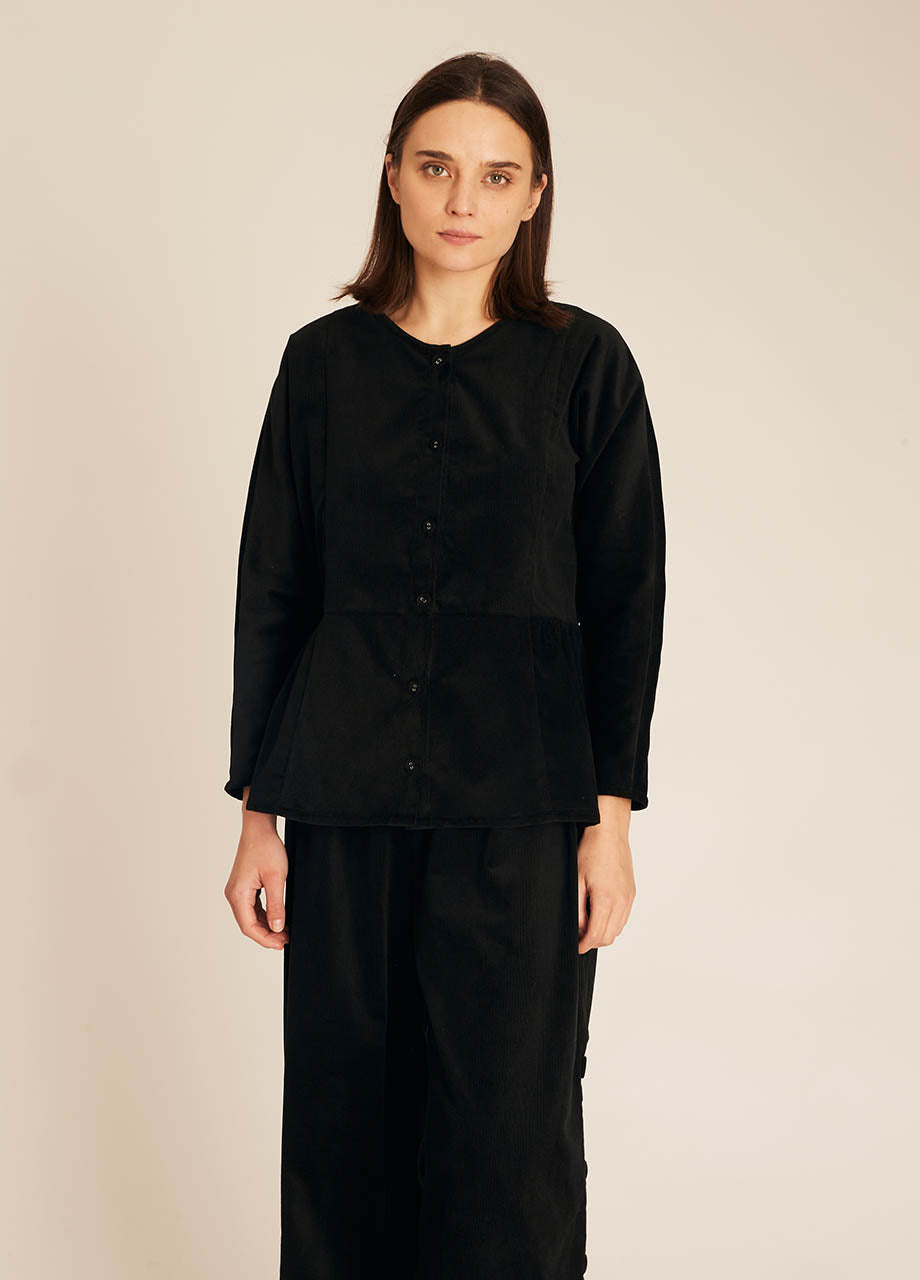 pepaloves THIN CORDUROY SHIRT BLACK Rebajas top