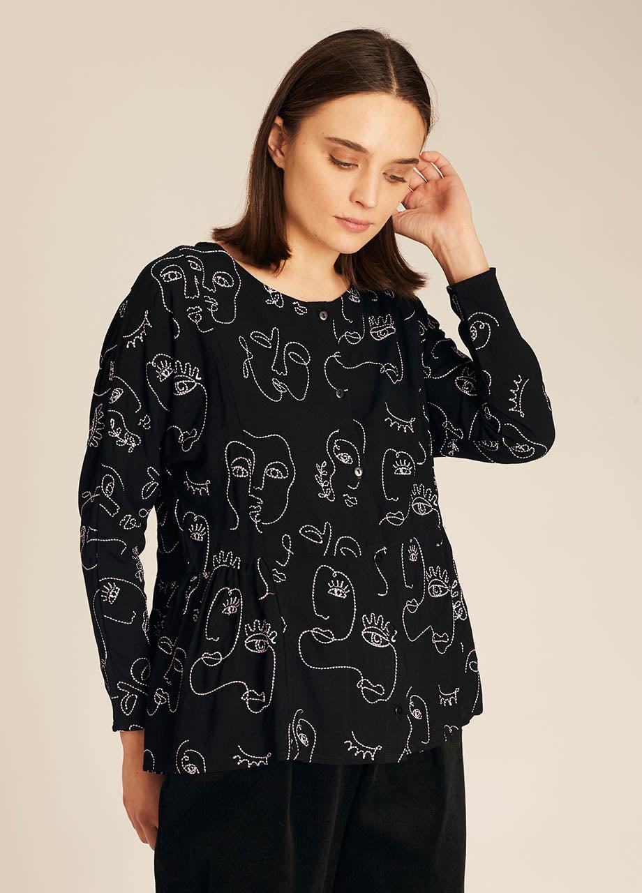 pepaloves FACES EMBROIDERY SHIRT Envío gratis