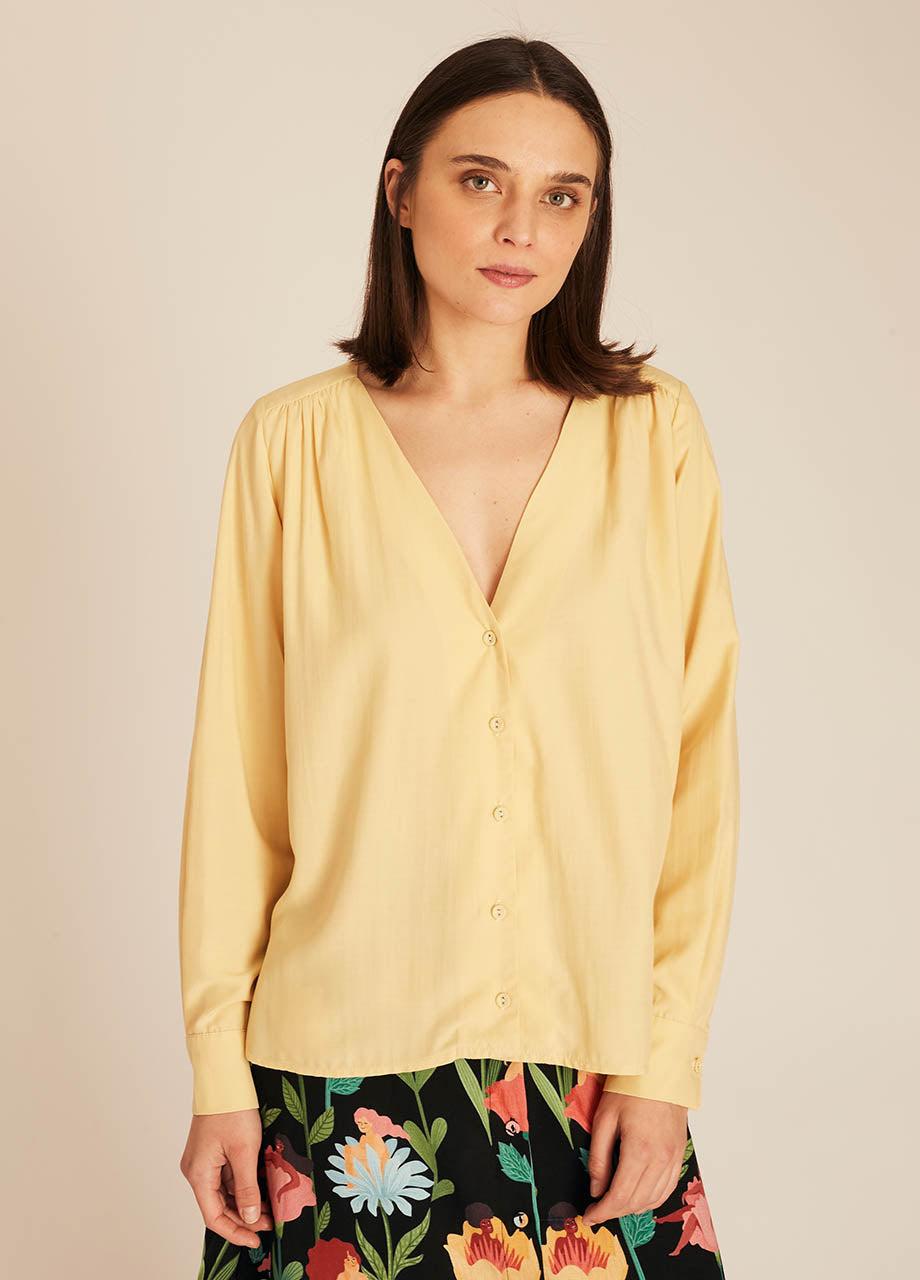 pepaloves VNECK SILKY SHIRT YELLOW Envío gratis