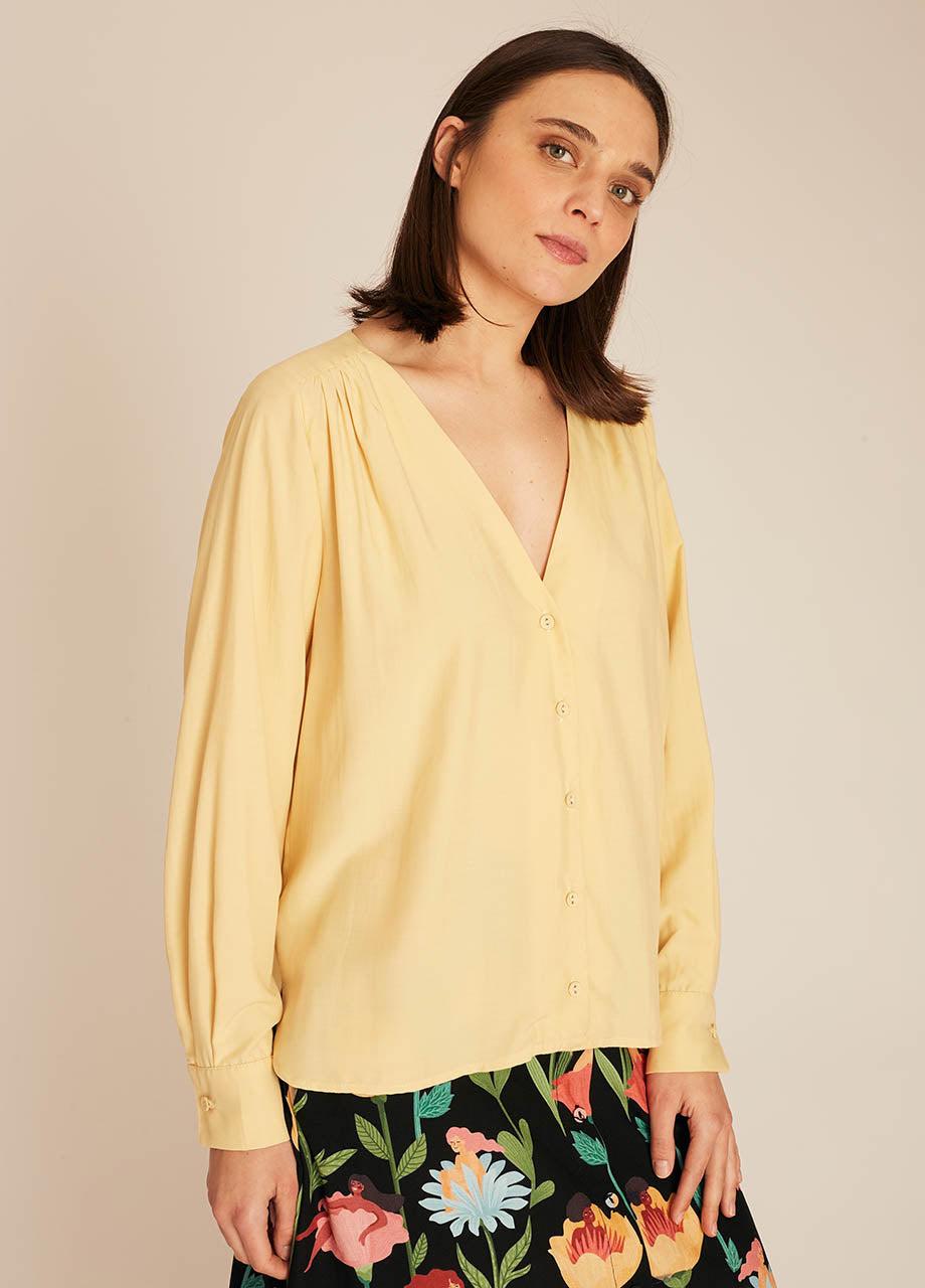 pepaloves VNECK SILKY SHIRT YELLOW Envío gratis