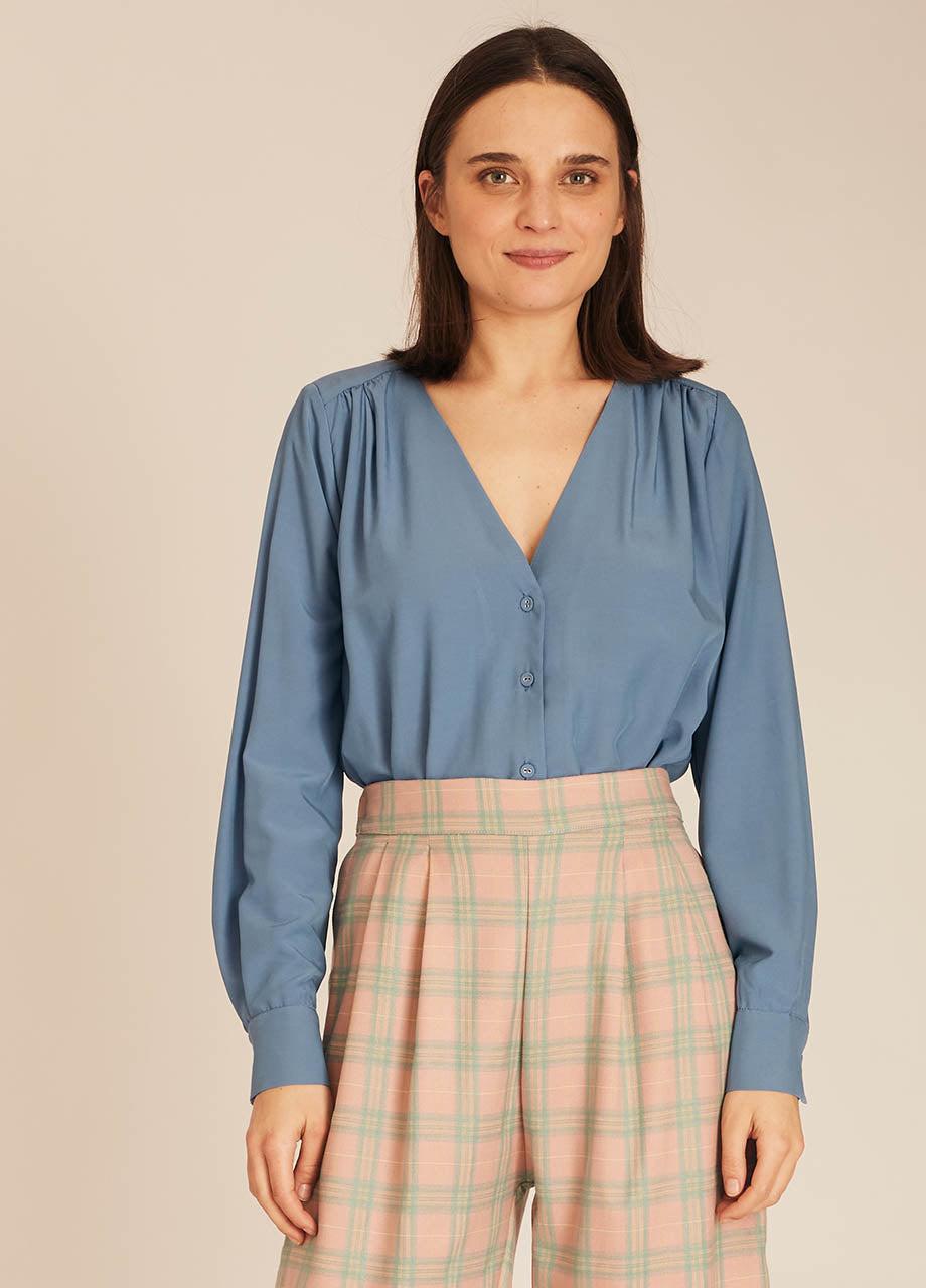 pepaloves VNECK SILKY SHIRT BLUE COMPRAR AHORA