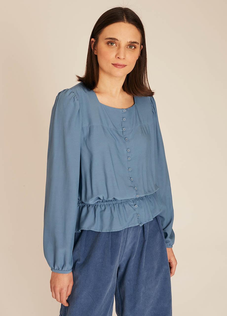 pepaloves FRILL SILKY SHIRT BLUE Último día