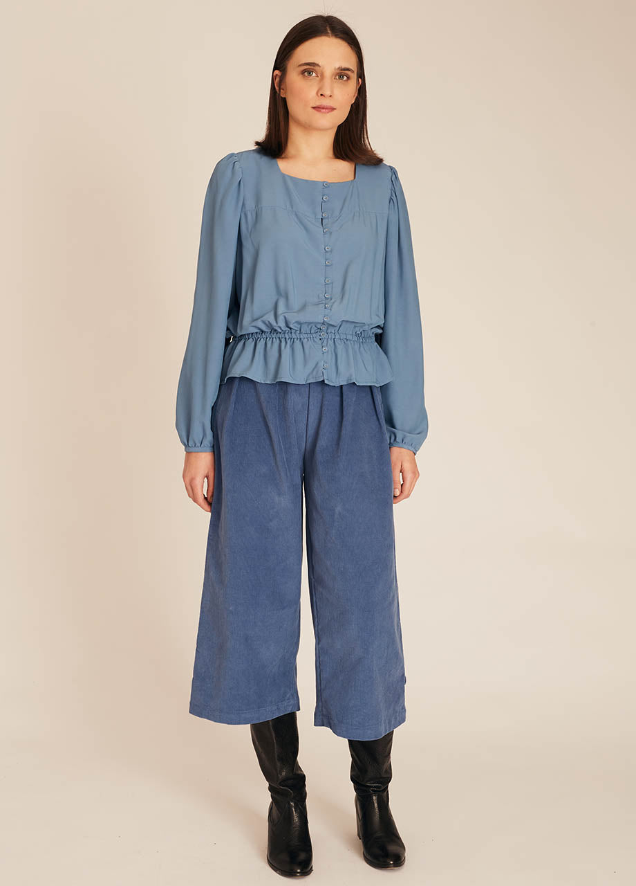 pepaloves FRILL SILKY SHIRT BLUE Último día