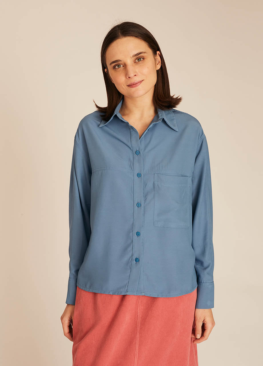 pepaloves POCKETS SILKY SHIRT BLUE Oferta especial de fábrica