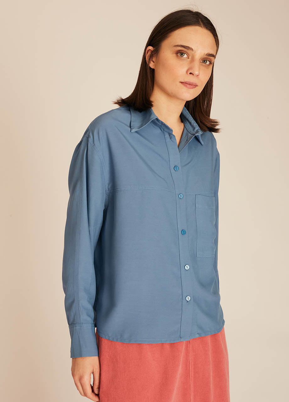 pepaloves POCKETS SILKY SHIRT BLUE Oferta especial de fábrica