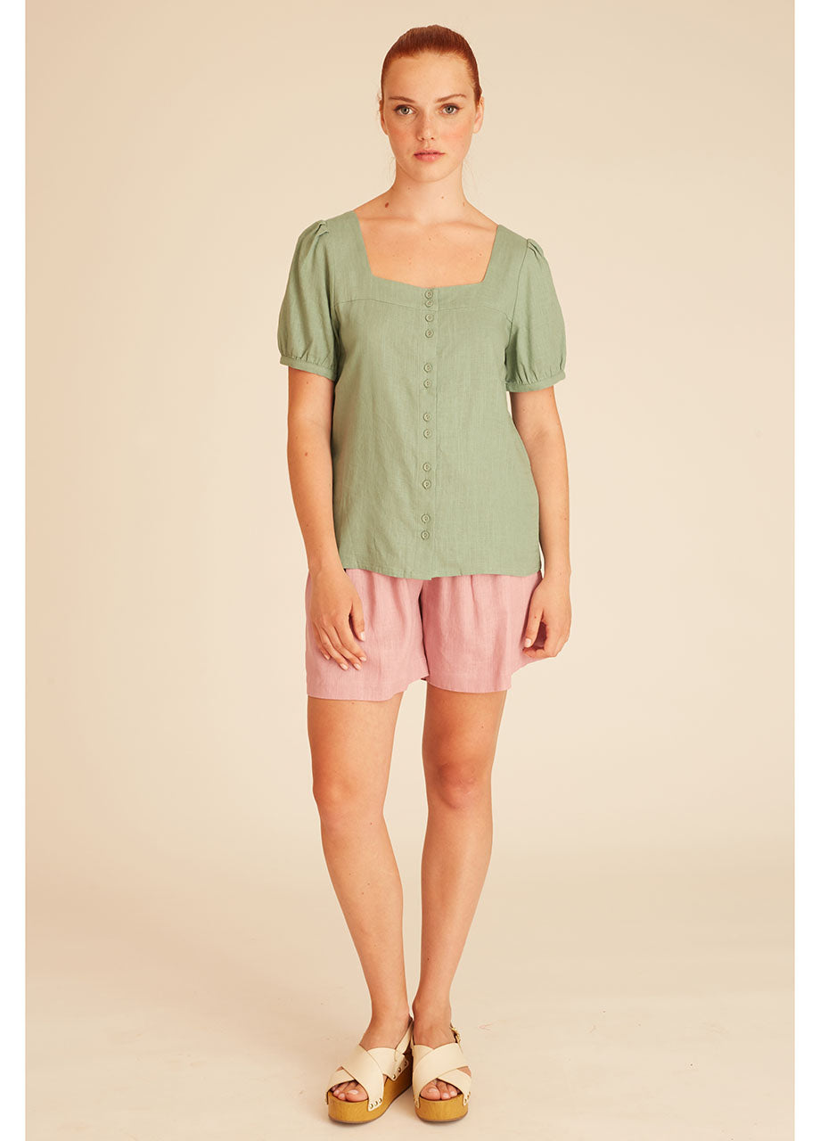 pepaloves LINEN BLOUSE GREEN Superdescuento