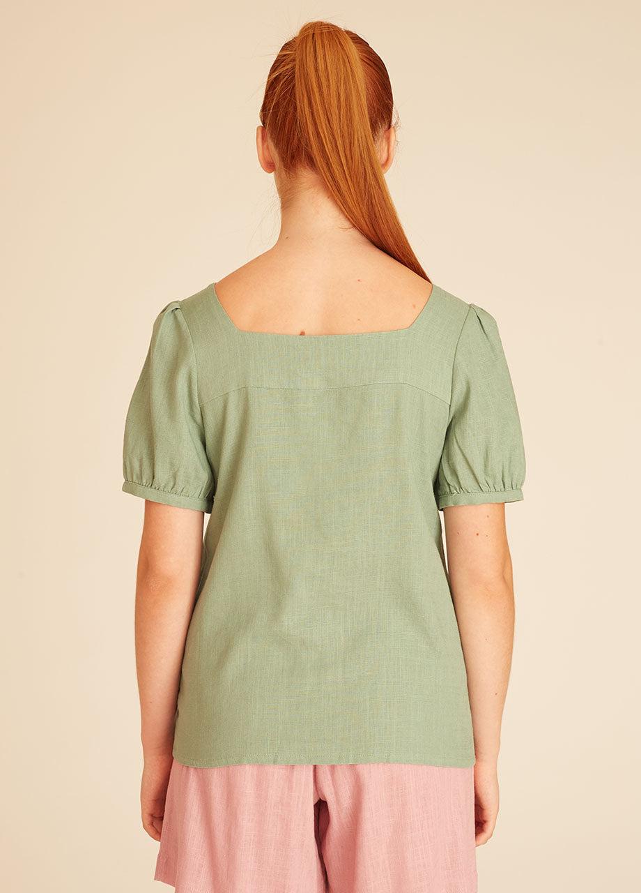 pepaloves LINEN BLOUSE GREEN Superdescuento