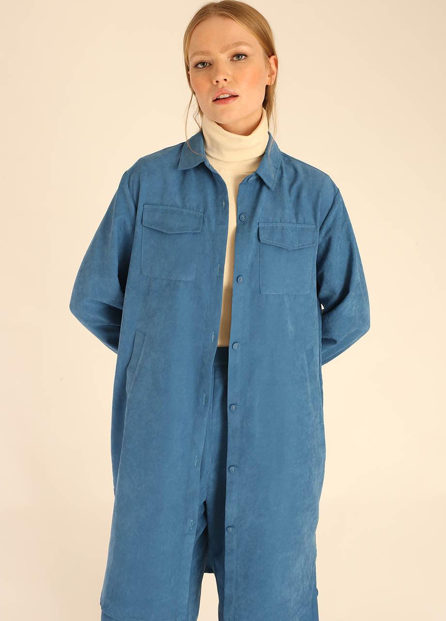 pepaloves LONG OVERSHIRT BLUE Precio ultrabajo