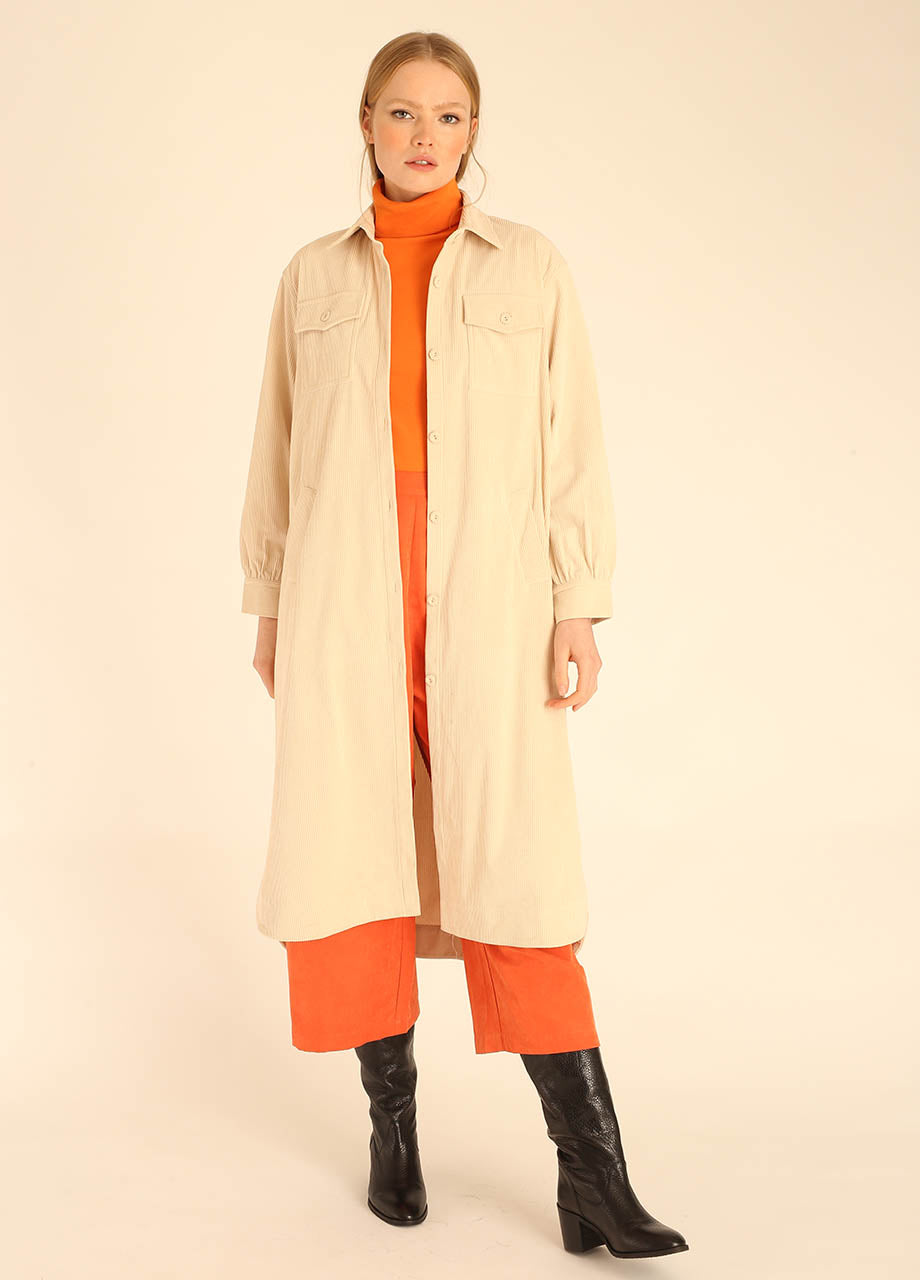 pepaloves CORDUROY LONG OVERSHIRT BEIGE En línea