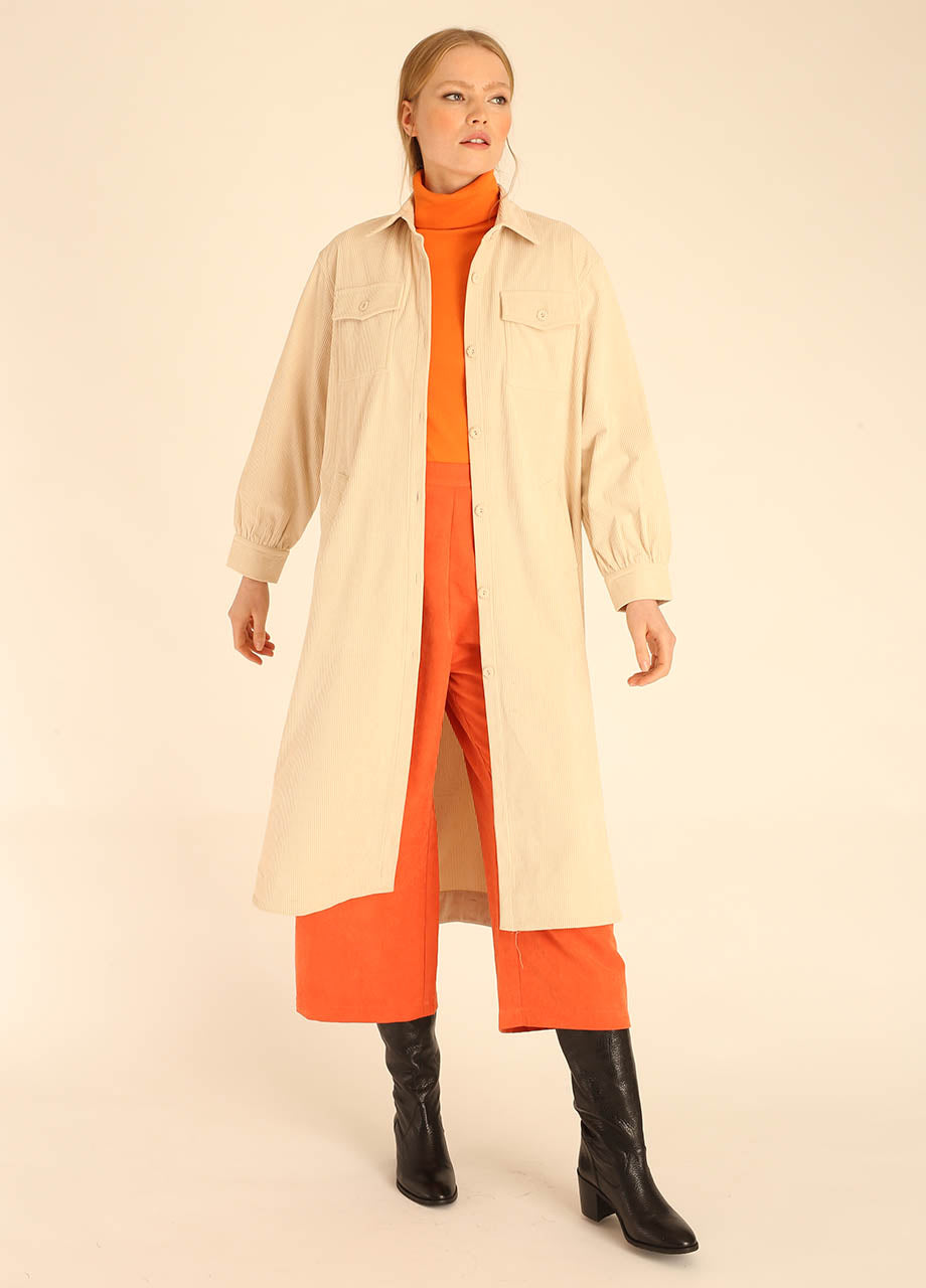 pepaloves CORDUROY LONG OVERSHIRT BEIGE En línea