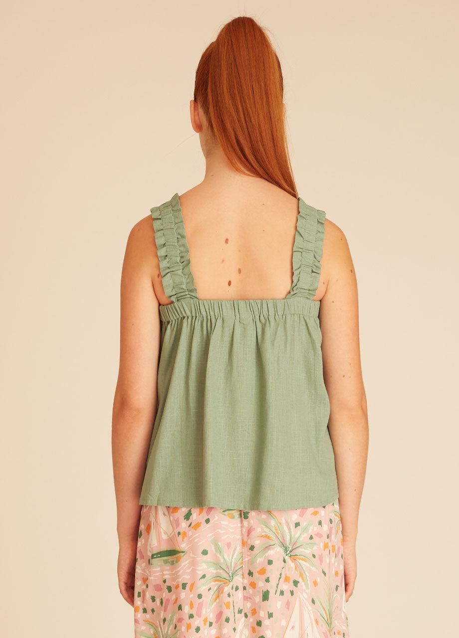 pepaloves LINEN TOP GREEN Descuento