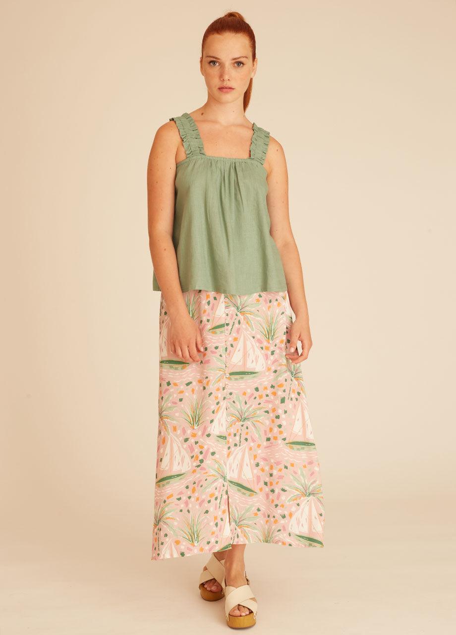pepaloves LINEN TOP GREEN Descuento