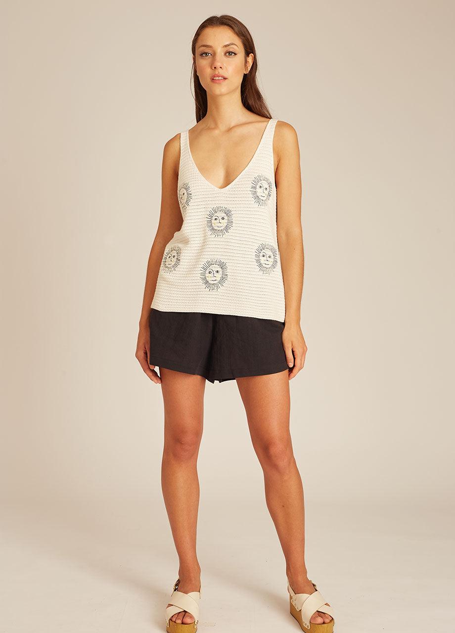 pepaloves SUN EMBROIDERY TRICOT TOP OFFWHITE
