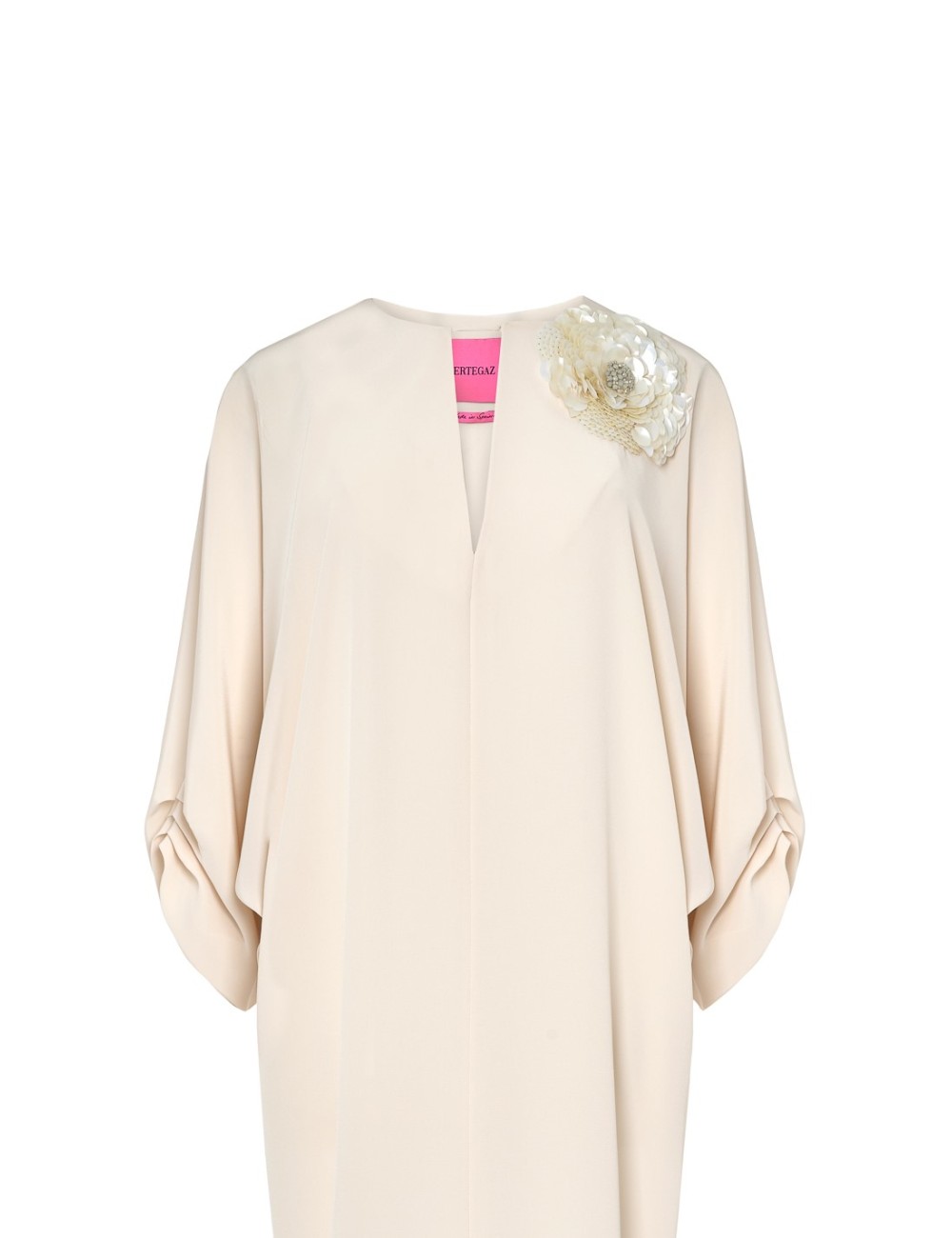 pertegaz Túnica con flor bordada marfil Outlet