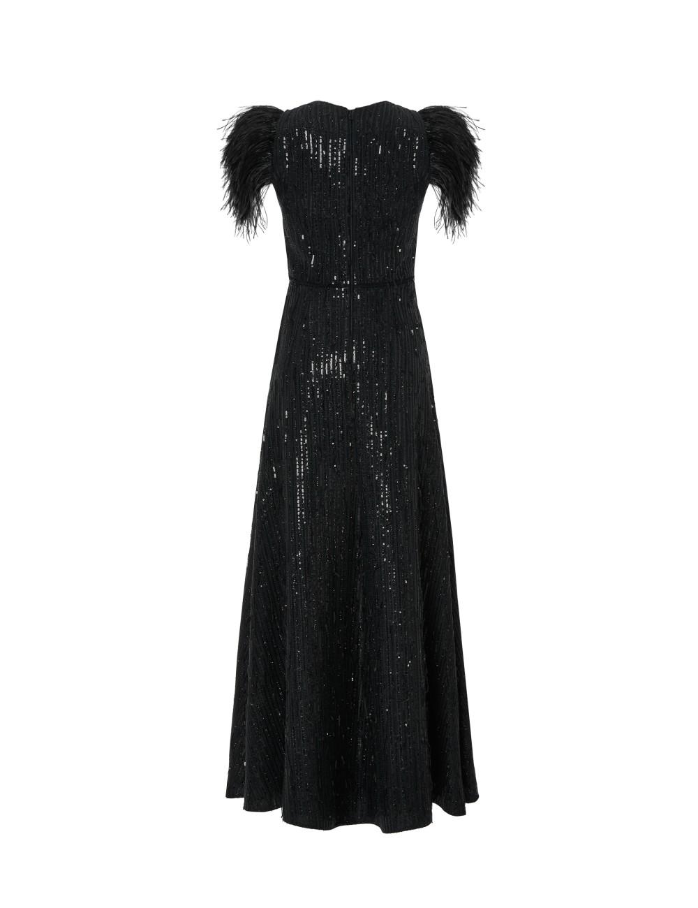 pertegaz Vestido de lentejuelas con plumas Ventas relámpago