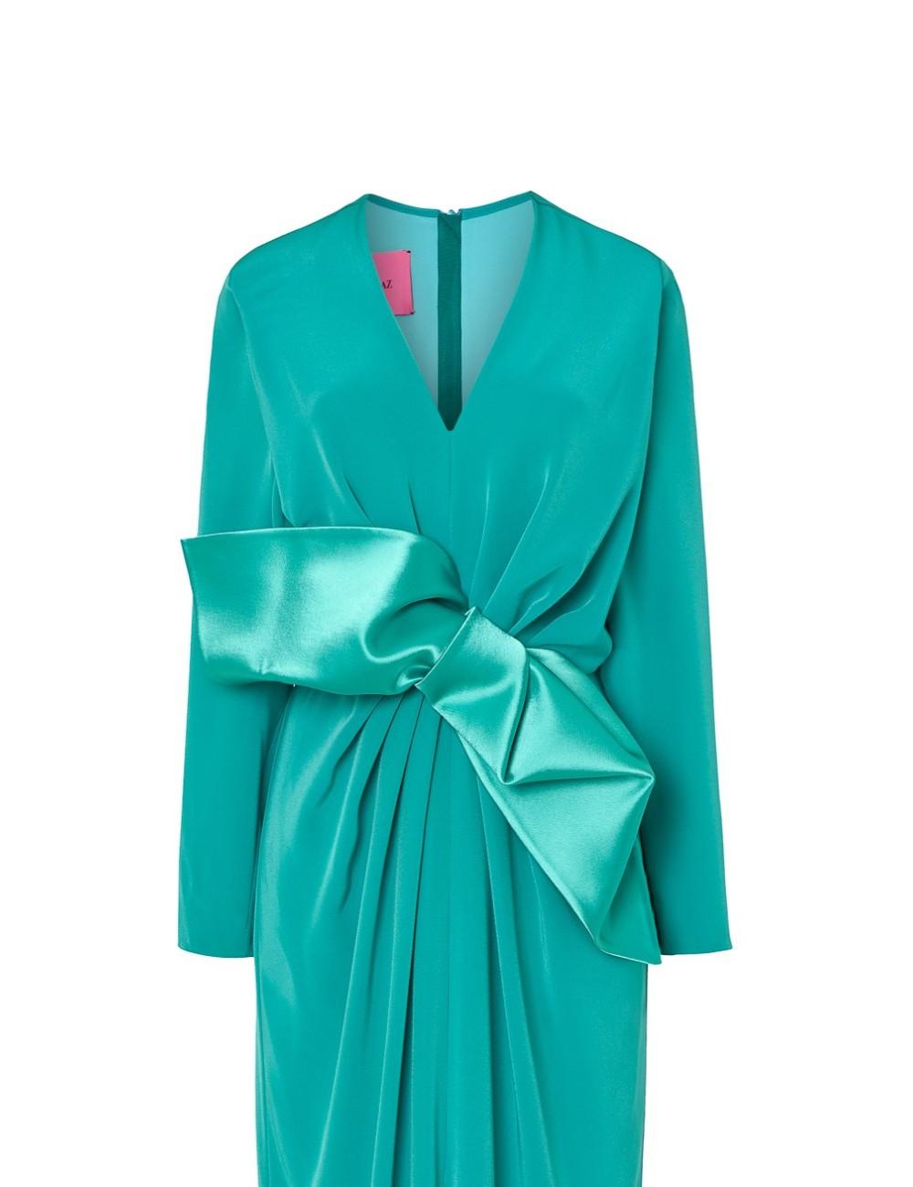 pertegaz Vestido largo con lazo verde Mejor oferta
