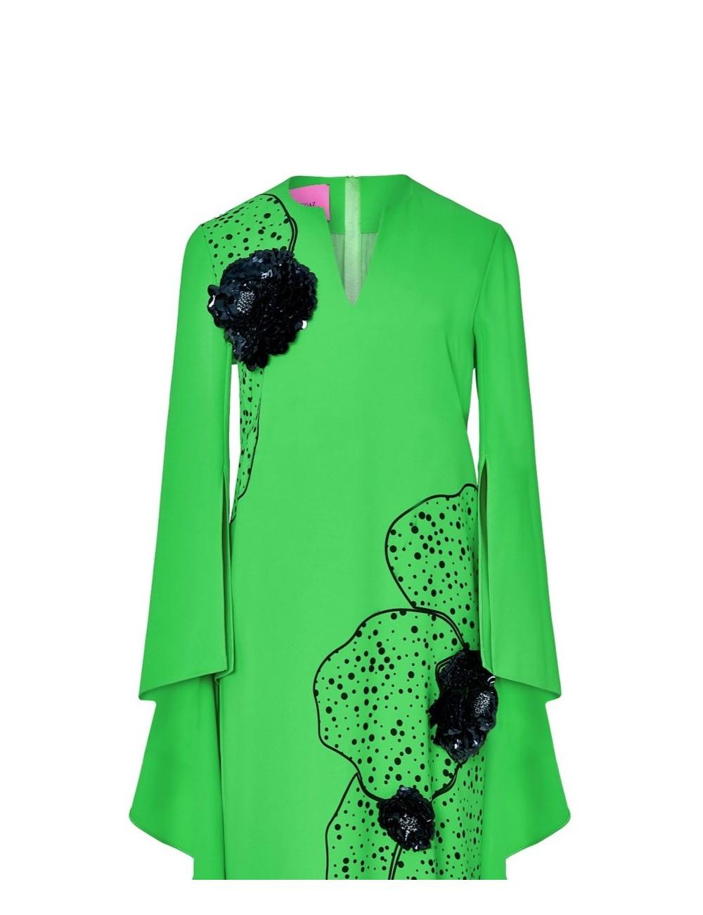 pertegaz Vestido volantes con print y bordado floral verde Rebajas online