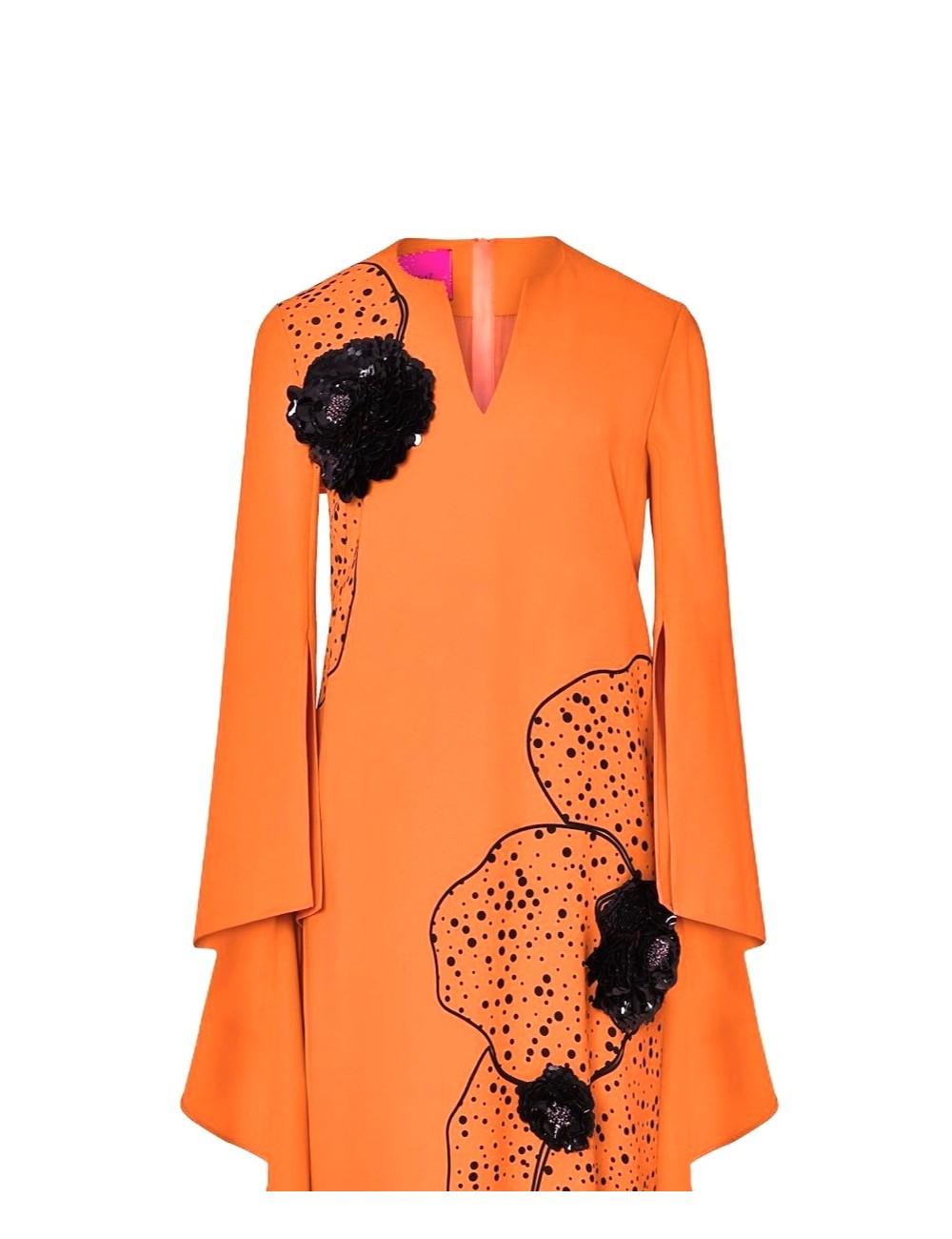 pertegaz Vestido volantes con print y bordado floral naranja Rebajas top