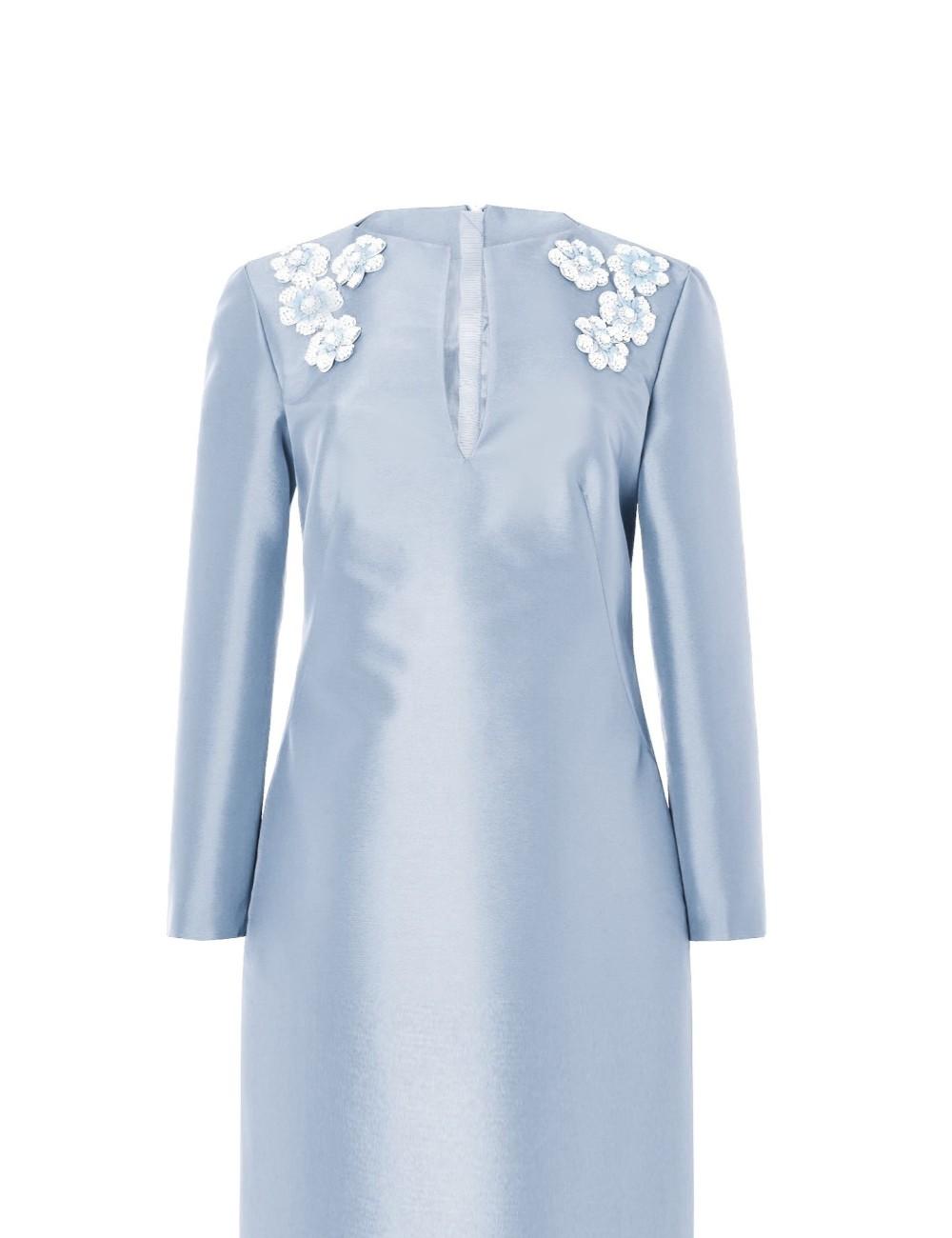 pertegaz Túnica de raso con flores bordadas azul hielo Último día