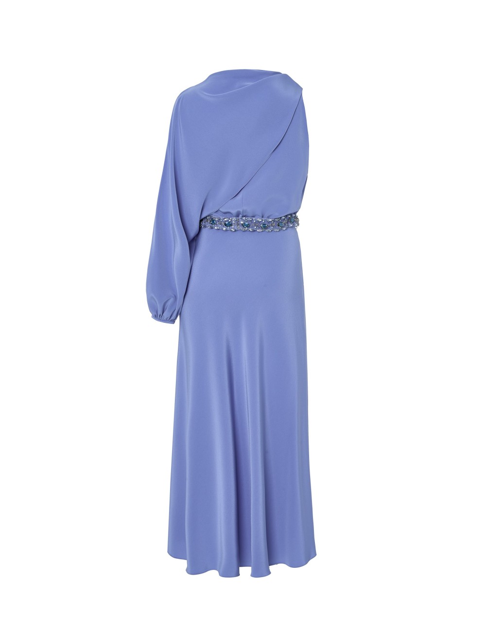 pertegaz Vestido asimétrico con cinturón joya azul Promoción por tiempo limitado