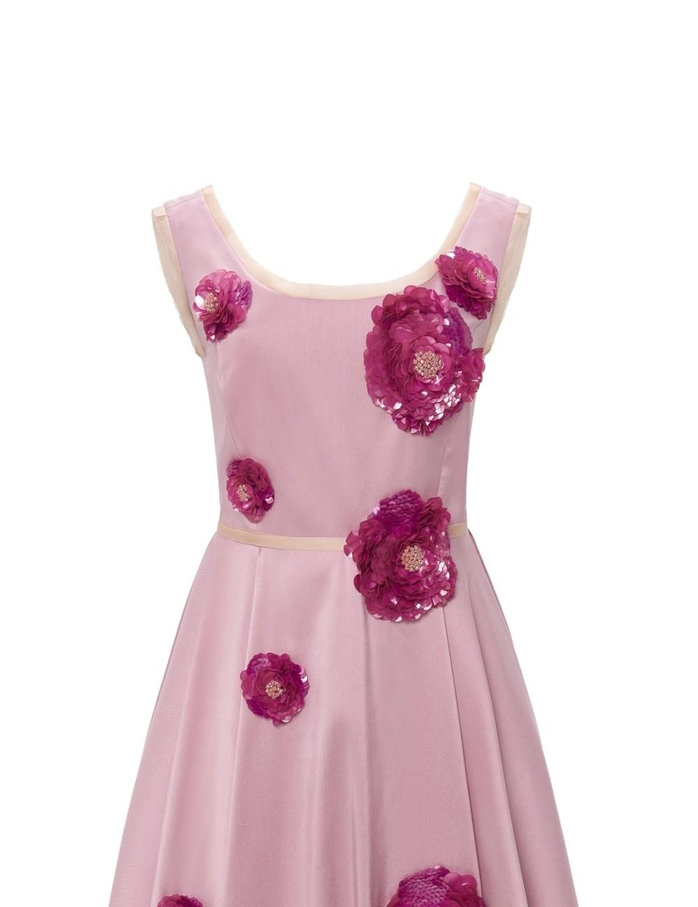 pertegaz Vestido Alba con flores bordadas rosa Superdescuento