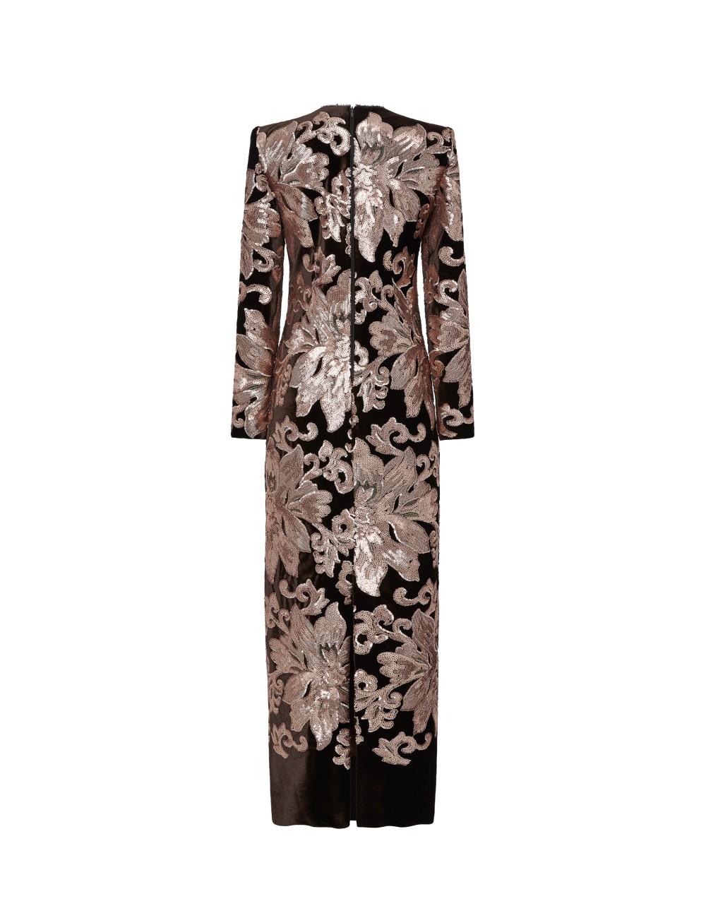 pertegaz Vestido de terciopelo bordado con lentejuela floral Liquidación