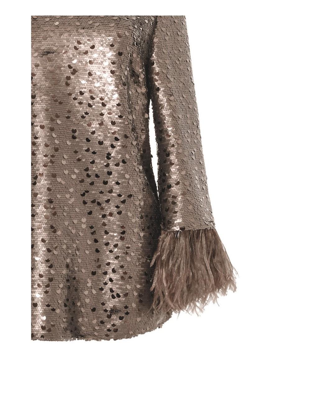 pertegaz Cuerpo de paillettes con plumas champagne Precios de Black Friday