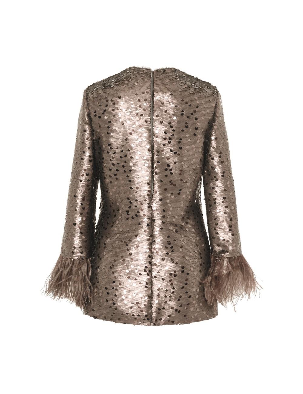 pertegaz Cuerpo de paillettes con plumas champagne Precios de Black Friday