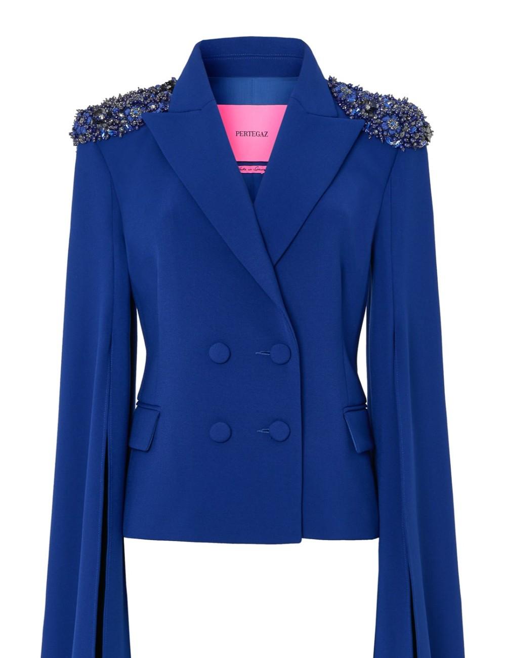 pertegaz Blazer entallada con mangas capa azul Libre de impuestos