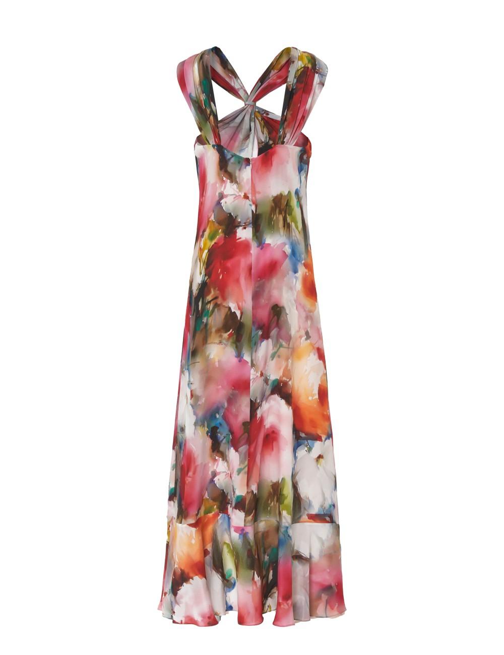 pertegaz Vestido estampado acuarela cruzado Outlet