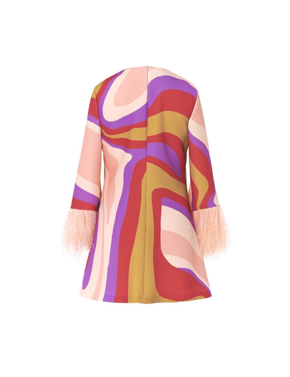 pertegaz Vestido corto print ondas con plumas Ofertas