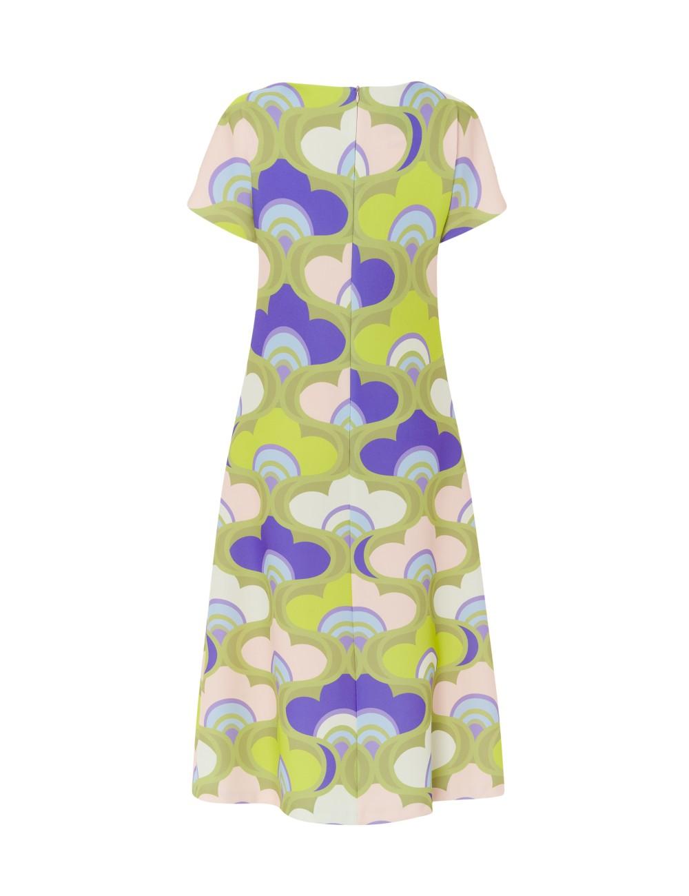 pertegaz Vestido midi estampado retro manga corta Venta caliente