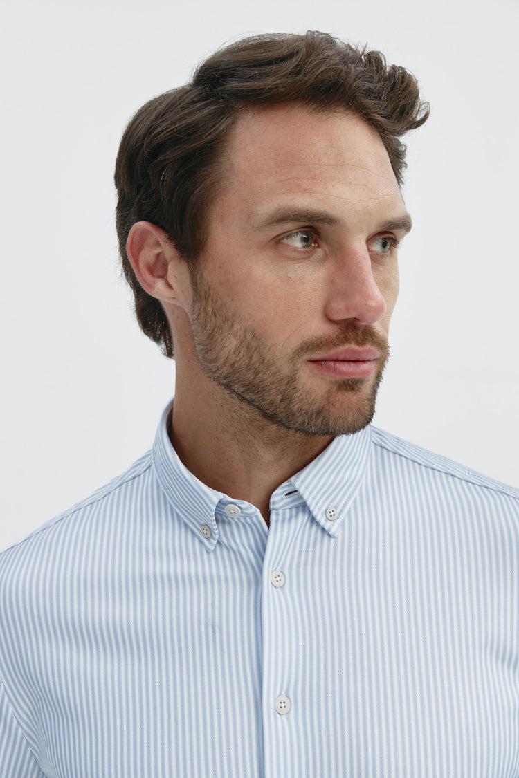 sepiia Camisa de hombre casual doble tono azul regular Devoluciones gratuitas