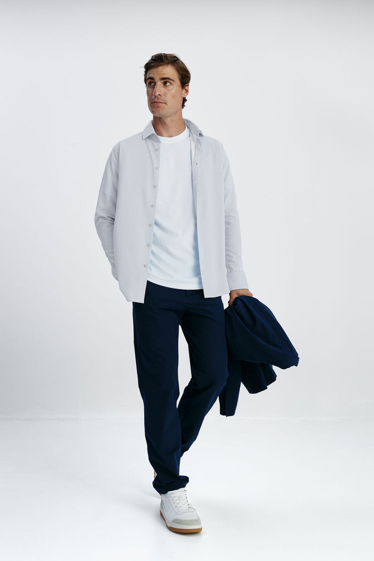 sepiia Camisa de vestir hombre zig zag azul celeste regular 2025