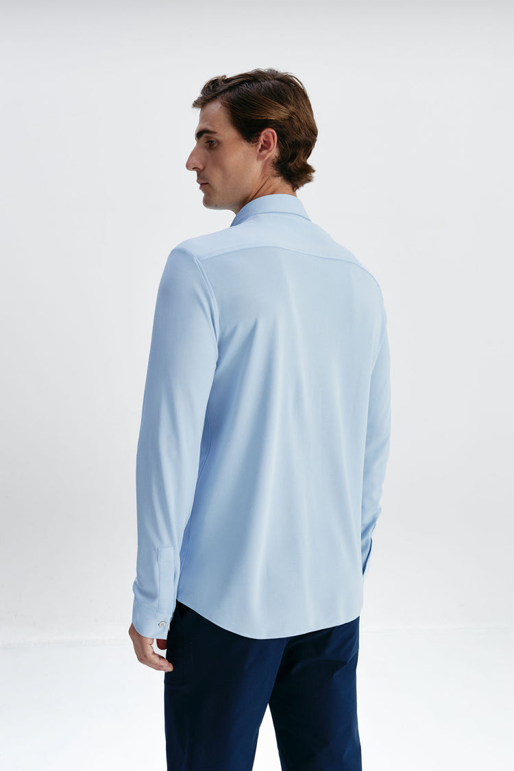 sepiia Camisa casual hombre celeste regular logo