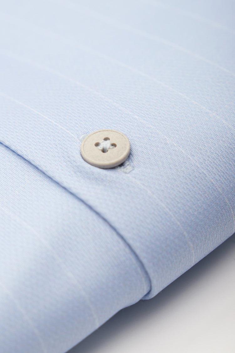 sepiia Camisa de vestir hombre azul celeste rayas blancas regular Venta caliente