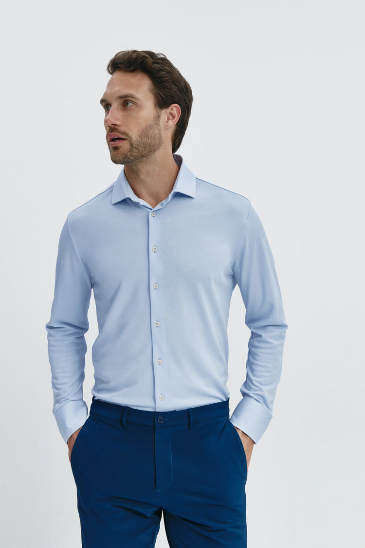 sepiia Camisa de vestir hombre celeste claro regular Rebajas baratas