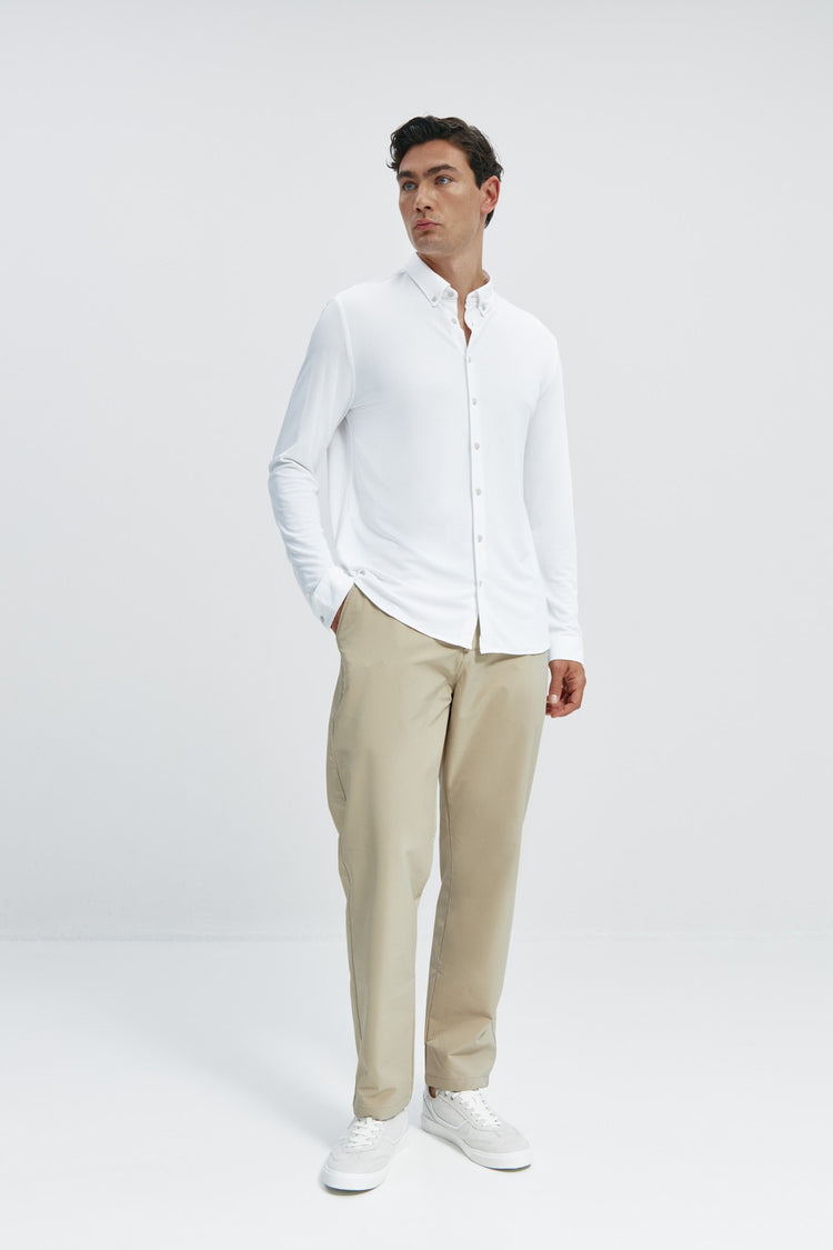 sepiia Camisa casual hombre blanca regular Rebajas de fábrica