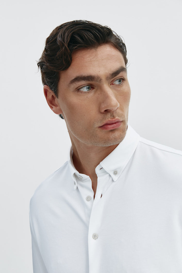 sepiia Camisa casual hombre blanca regular Rebajas de fábrica